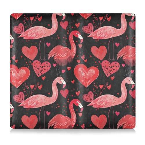 EtherSpher Flamingos Red Peach Black Hearts Pu Leather Auto Registration Insurance & ID Card Holder Perfect Car Essentials Wallet for Driver License, Cards & Essential Documents, Flamingos, rot, von EtherSpher