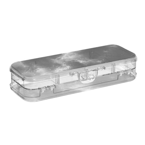 EtherSpher Fog Black Mystery Stiftebox aus Kunststoff, doppelstöckig, harte Boxen für Bastelkunst, mit Schnappdeckel von EtherSpher