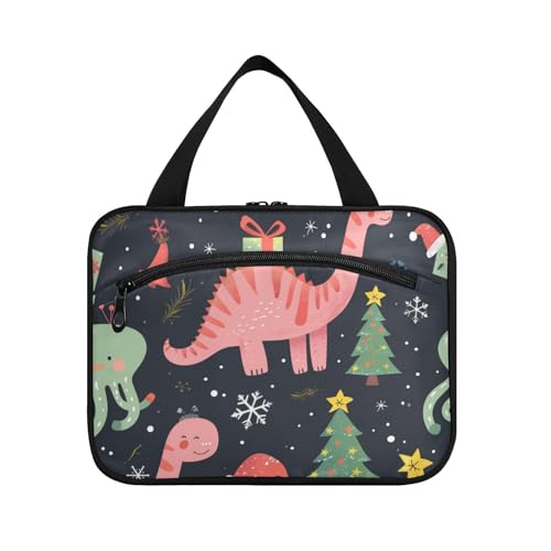 EtherSpher Frohe Weihnachten Pfirsich-Dinosaurier-Geschenk-Set zum Aufhängen für Reisen mit Haken, erweiterbare Designer-Tasche für Männer und Damen, Maleta Para Maquillaje L, Frohe Weihnachten von EtherSpher