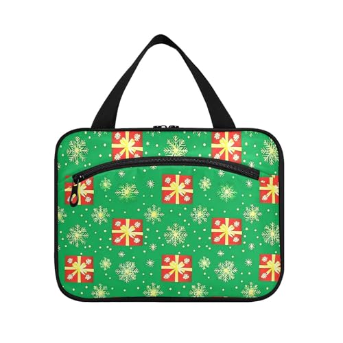 EtherSpher Frohe Weihnachten goldene Schneeflocken-Box zum Aufhängen für Reisen mit Haken, Designer-Zubehör, Rasierset, Tasche für Herren, für Reisen, Muss auf Reisen, Bolsos Para Hombre L, Frohe von EtherSpher