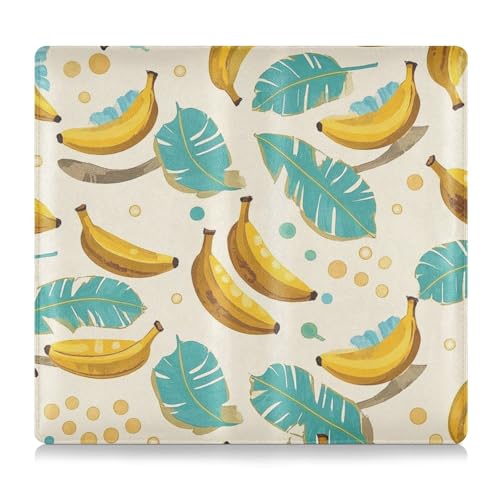 EtherSpher Fruit Banana Floral Leaf Yellow Cyan Premium Leather Car Registration and Insurance Card Holder Glove Box Compartment Organizer for ID, Driver's License, Key Contact Information Cards von EtherSpher