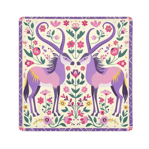 EtherSpher Gemsbok Traditionelle mexikanische Folk-Reise-Kosmetiktasche, magisch, selbstklebend, Kosmetik-Organizer, 55 x 55 cm, Wrapper für Damen, Gemsbok traditioneller mexikanischer Folk, von EtherSpher