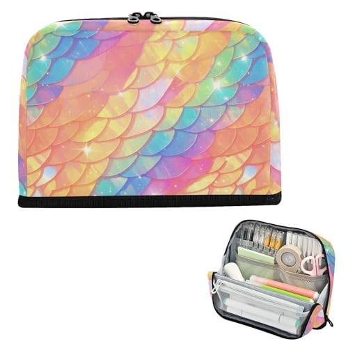 EtherSpher Glitzernde Federmäppchen mit Regenbogen-Drachenschuppen, großes Fassungsvermögen, einfaches Schreibwaren-Federmäppchen für Krankenschwester, Kosmetik, Kosmetik, Estuche para lápices von EtherSpher