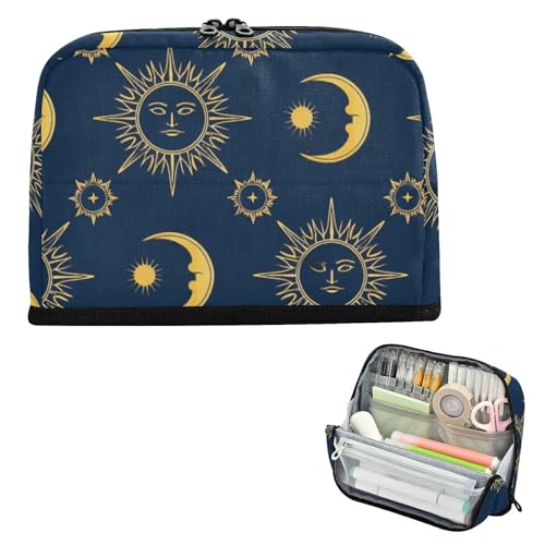 EtherSpher Goldener Boho-Stiftehalter mit Sonne, Mond, große Kapazität, Make-up-Tasche, Multi-Slot-Etui, Stifthalter für Jugendliche, Schulbedarf, lapiceras estuche para ninos von EtherSpher