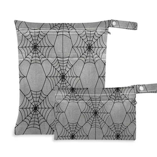 EtherSpher Goth Grey Halloween Web wasserdichte Tasche für Reisen, 2 Stück, Wickeltasche mit Griffen zum Baden, Baby-Windeln von EtherSpher