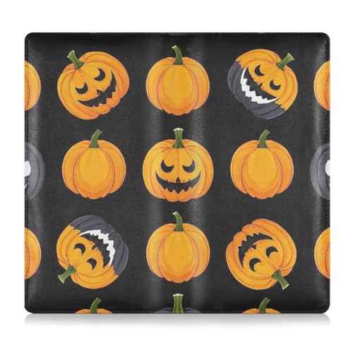 EtherSpher Goth Orange Halloween Fun Kürbis Leder Auto Registrierung & Versicherung Kartenhalter Präfekt Auto Essentials Geldbörse für Dokumente, Karten, Lizenz von EtherSpher