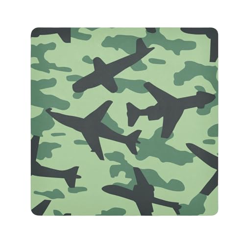 EtherSpher Green Planes Make-up-Tasche, Camouflage, magischer Make-Up-Organizer, 55 x 55 cm, für Damen, Grüne Flugzeuge, Tarnfarbe, 21.7x21.7in von EtherSpher