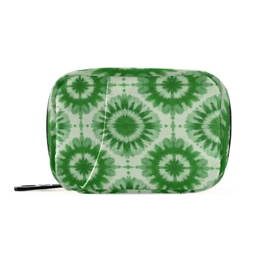 EtherSpher Grüne Batiktasche mit abnehmbaren Fächern, aufsteckbare Reisetasche für Geldbörse von EtherSpher