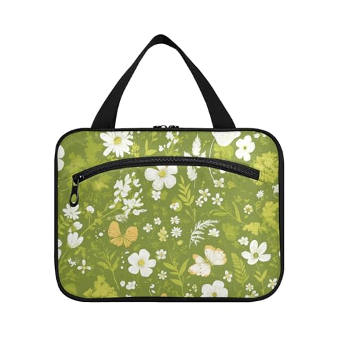 EtherSpher Grüne Blume Natur hängende Reise Kulturbeutel Herren mit Haken Designer wasserdichte Bürstentasche für Reisen Muss Camping estuche de maquillaje para mujer L, Grüne Blume, Large von EtherSpher