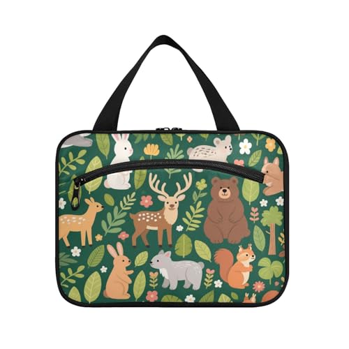 EtherSpher Grüne personalisierte Tier-Hängetasche für Herren, Reisen, mit Haken, waschbare Designer-Make-up-Tasche für Auto, Damen-Badezimmer, Bolsa de Maquillaje para mujer L, Grünes Tier-Wildnis von EtherSpher