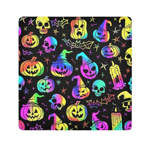 EtherSpher Halloween-Kulturbeutel, Neon-Stil, Kürbis-Design, Kamera-Objektivtuch, schützende Kosmetiktasche, Reisetasche, Organizer, Verpackung, 55 x 55 cm, Verpackung für Toilettenartikel, von EtherSpher