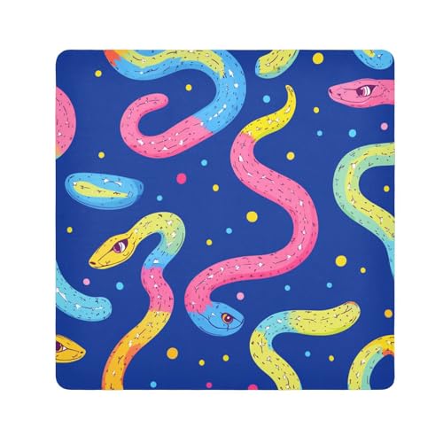 EtherSpher Handgezeichnete Schlangen-Reisetasche, Kamera-Objektivtuch, magischer tragbarer Make-up-Organizer, Wickeltasche für Damen, 55 x 55 cm, Königsblau, Handgezeichnete Schlange Königsblau, von EtherSpher