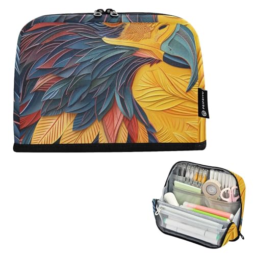 EtherSpher Happy Bird Head Nahaufnahmen Textur Kunst Federmäppchen Tasche Große Kapazität Make-up Taschen Tragbare Tasche Bleistifthalter für Mädchen Preppy School Bolsas Para Eramientas von EtherSpher
