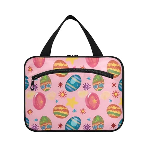 EtherSpher Happy Easter Eggs Pfirsichfarbene Reisetasche für Damen mit Haken, kompakte Designer-Reisetasche, Kulturbeutel für Vater, Badezimmer, Bolso de para mujer L, Happy Easter Eggs Pfirsich von EtherSpher