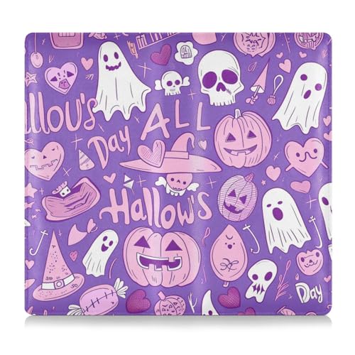 EtherSpher Happy Halloween Purple Pumpkin Unique Premium Leder Registrierungs- und Versicherungskartenhalter Essential Wallet Case für Dokumente, Karten, Führerschein von EtherSpher