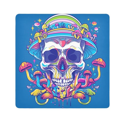 EtherSpher Happy Skull Rainbow Mushroom Travel Pouchs Cloth Magic Self-Adhesive Makeup Organizer Wrap 21.7 X 21.7 Wrapper Makeup For Women, Happy Skull Regenbogen Pilz, 21.7x21.7in von EtherSpher