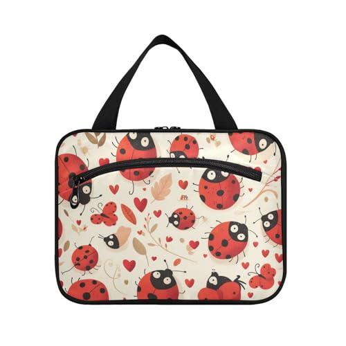 EtherSpher Happy Valentine Heart Markantes Reise-Make-up mit Haken, kompakte Designer-Make-up-Tasche, Organizer für Accessoires, ein Muss für Hotel, Estuche Para Guardar Maquillaje L, Happy Valentine von EtherSpher