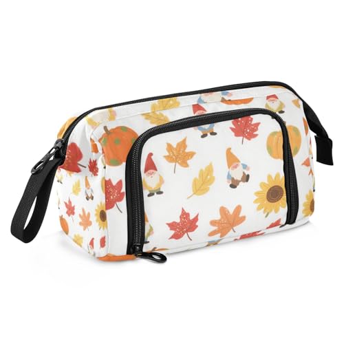 EtherSpher Hello Fall Herbst Ahornblatt Kürbis Zwerg Federmäppchen Große Kapazität Niedliches Federmäppchen Multifunktional für Kinder Schule Must Haves Bolsita Para Lapices von EtherSpher