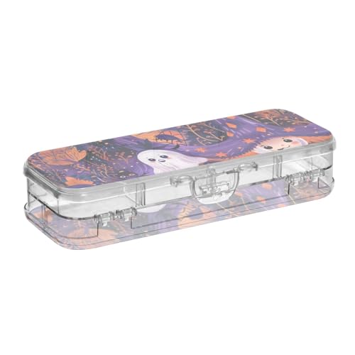 EtherSpher Hübsches Halloween-Poster-Design, transparente Stiftebox aus Kunststoff, doppelstöckig, harte Stifteetuis für Kinder, mit Schnappdeckel EtherSpher Hübsches Halloween-Poster-Design, transparente Stiftebox aus Kunststoff, doppelstöckig, harte Stifteetuis für Kinder, mit Schnappdeckel von EtherSpher