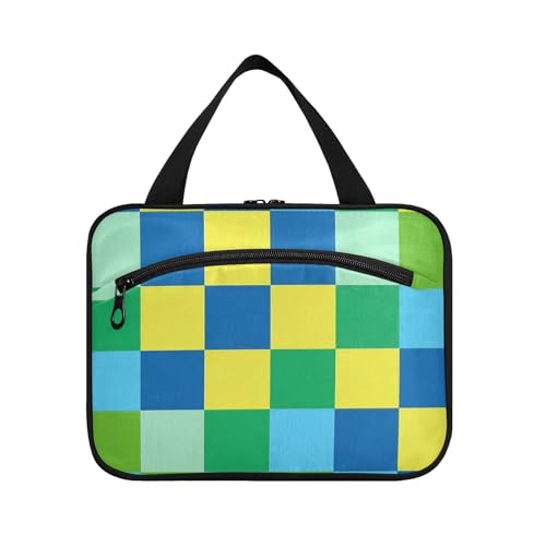 EtherSpher Karierte Make-up-Tasche für Damen, mit Haken, unentbehrliche Designer-Tasche für Make-up, Reisen, Reisen, Bolso, Viajero, Para, Mujer, Größe L, Blau / Grün / Gelb, Kariert, einfarbig, blau EtherSpher Karierte Make-up-Tasche für Damen, mit Haken, unentbehrliche Designer-Tasche für Make-up, Reisen, Reisen, Bolso, Viajero, Para, Mujer, Größe L, Blau / Grün / Gelb, Kariert, einfarbig, blau von EtherSpher