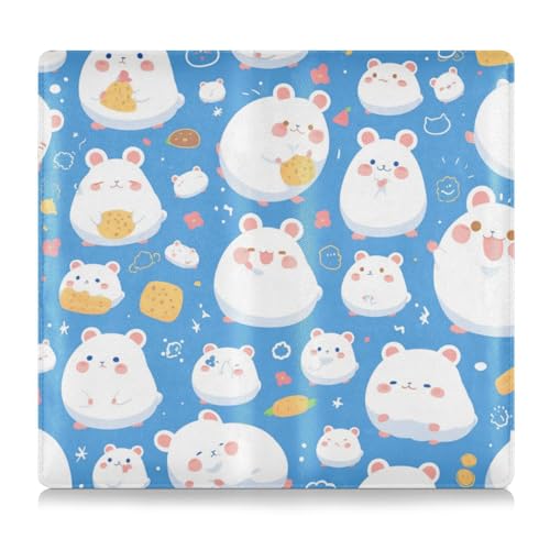 EtherSpher Karikatur-Hamster Hellblau Premium Leder Auto Registrierung und Versicherungshalter, unverzichtbare Brieftasche für Fahrer, Autobesitzer, Anhänger, Motorrad, Boot von EtherSpher