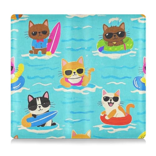 EtherSpher Kartenhalter für Katze, Hund, Sommer, Blau, Cartoon, Premium-Leder, Registrierungs- und Versicherungskartenhalter, Handschuhfach, Organizer für Führerschein, Karten und wichtige Dokumente von EtherSpher