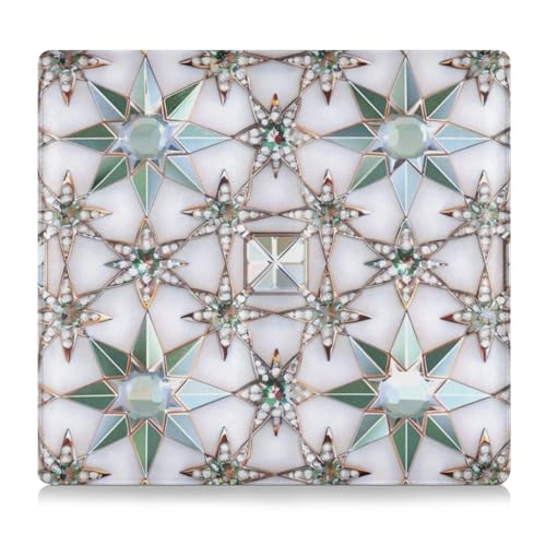 EtherSpher Kartenhalter mit geometrischem Stern, oliv-weißer Kristalldruck, Premium-Leder, Auto-Registrierungs- und Versicherungskartenhalter, perfekte Auto-Essentials Geldbörse für Fahrer von EtherSpher