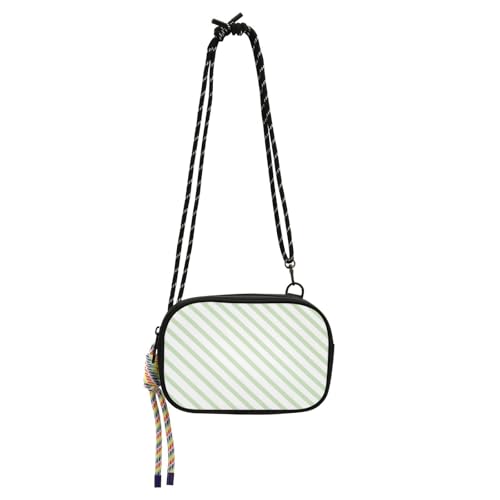 EtherSpher Kleine Geldbörse mit grünen Streifen, für Herren, mit Kreditkartenfächern, Schultertaschen für eine Mahlzeit von EtherSpher