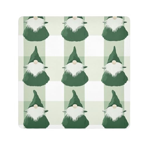 EtherSpher Kosmetik-Organizer für unterwegs, Motiv: Wichtel, Büffelkaro, für Kamera, Objektiv, selbstklebend, 55 x 55 cm, Grün, Grüner Zwerg Büffelkaro Weihnachten, 21.7x21.7in von EtherSpher