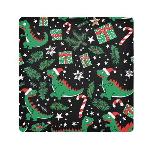 EtherSpher Kosmetik-Organizer mit süßem Dinosaurier-Motiv, selbstklebend, für Reisen, 55 x 55 cm, Niedliche Weihnachts-Dinosaurier-Zuckerstange, 21.7x21.7in von EtherSpher