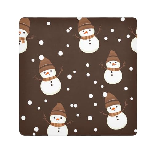 EtherSpher Kosmetiktasche für Damen, Motiv: Schneemänner, niedliches Cartoon-Design, Schwarz, 55 x 55 cm, Schneemänner, niedlicher Cartoon, schwarze Braue, Weihnachten, 21.7x21.7in von EtherSpher