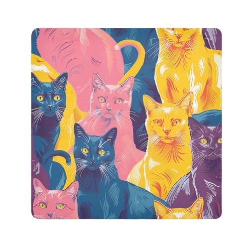 EtherSpher Kosmetiktasche für Damen, Motiv: bunte Katze, schützend, 55 x 55 cm, Bunte Katzengruppe, 21.7x21.7in von EtherSpher