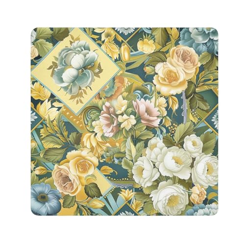 EtherSpher Kosmetiktasche für Damen, quadratisches Schal-Design, Jugendstil, selbstklebend, Reise-Kulturbeutel, Organizer, 55 x 55 cm, Quadratisches Schalmuster, Jugendstil, 21.7x21.7in von EtherSpher