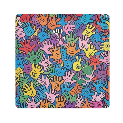 EtherSpher Kosmetiktasche für Handabdruck, Kameralinse, Schutztasche, Organizer, 55 x 55 cm, für Toilettenartikel, Mehrfarbiger Handabdruck, 21.7x21.7in von EtherSpher