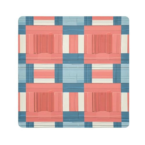 EtherSpher Kosmetiktasche für Kameralinsen, Schutztasche, Reise-Organizer, Wickeltasche für Damen, 55 x 55 cm, Hellrot und Blau, Hellrotes und blaues Karomuster, 21.7x21.7in von EtherSpher