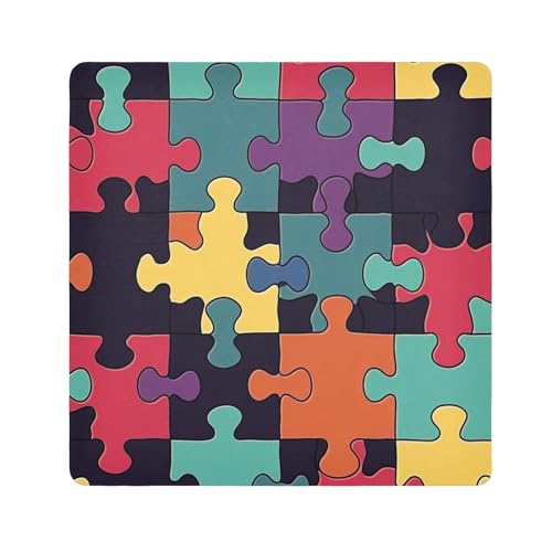 EtherSpher Kosmetiktasche im Cartoon-Stil, für Make-up, Reise, Kamera-Objektivtuch, selbstklebend, Kosmetik-Organizer, 55 x 55 cm, für Reisen, Ein Farbpuzzle im Cartoon-Stil, 21.7x21.7in von EtherSpher