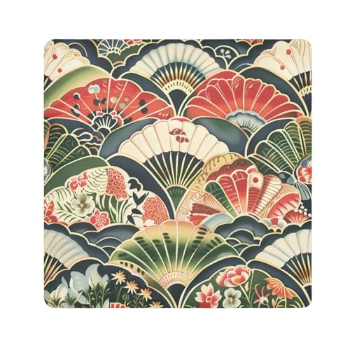 EtherSpher Kosmetiktasche im japanischen Stil mit Fächermuster, Kamera-Objektivtuch, magischer Schmuck-Organizer, 55 x 55 cm, Wickeltasche für Damen, Japanischer Stil mit Fächermuster, 21.7x21.7in von EtherSpher