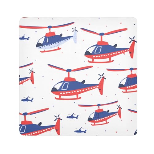 EtherSpher Kosmetiktasche mit Cartoon-Hubschrauber-Motiv, für Kamera-Objektiv, tragbar, Schmuck-Organizer, 55 x 55 cm, für Damen, Cartoon-Hubschrauber in Rot und Blau, 21.7x21.7in von EtherSpher