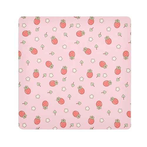 EtherSpher Kosmetiktasche mit Cartoon-Motiv und niedlichem Erdbeermotiv, selbstklebend, 55 x 55 cm, für Damen, Niedliche rote Erdbeere im Cartoon-Design, 21.7x21.7in von EtherSpher