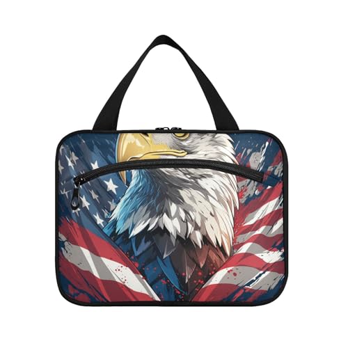 EtherSpher Kosmetiktasche mit Cartoon-Vogel zum 4. Juli, zum Aufhängen mit Haken, niedlicher Designer-Kosmetik-Organizer für Frauen, Reisen, Fitnessstudio, Bolsa de Maquillaje para mujer L von EtherSpher