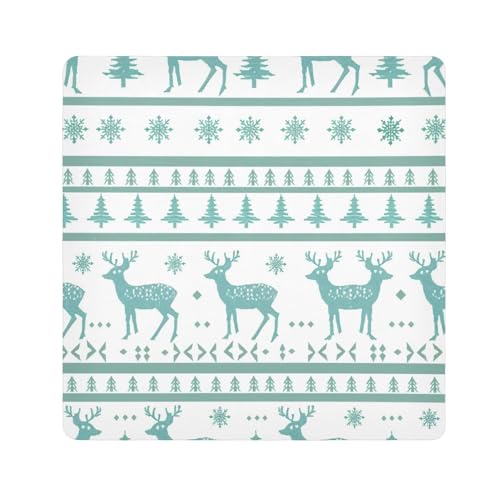 EtherSpher Kosmetiktasche mit Elch-Schneeflocken im Weihnachtsstil, tragbar, Reise-Kulturbeutel, Organizer, 55 x 55 cm, Kosmetik-Organizer für Reisen, Elch, Schneeflocken, Weihnachtsstil, 21.7x21.7in von EtherSpher