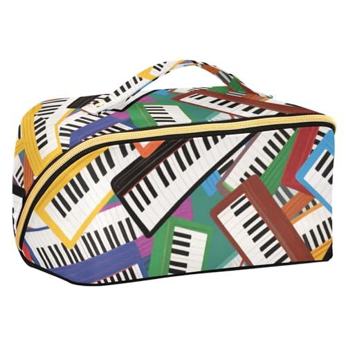 EtherSpher Kosmetiktasche mit Fächern und Griff, Motiv: Cartoon-Tastatur, mit Trennwänden, leichte Kosmetiktasche für Geldbörse von EtherSpher