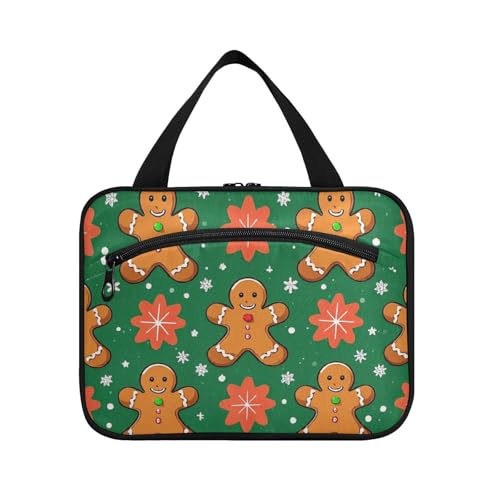 EtherSpher Kosmetiktasche mit Haken, Motiv: Cartoon, Motiv: Frohe Weihnachten, Lebkuchen, hängende Kosmetiktasche mit Haken, multifunktionale Designer-Tasche, Kulturbeutel für Herren, Urlaub, Estuche von EtherSpher