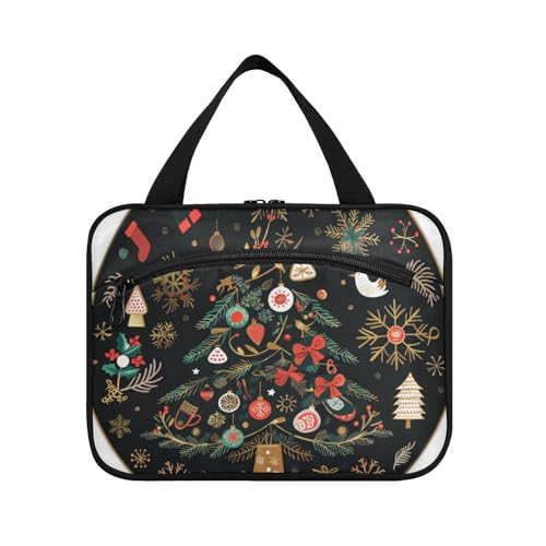 EtherSpher Kosmetiktasche mit Haken, Motiv: Merry Christmas, grüner Weihnachtsbaum, erweiterbare Designer-Taschen für Toilettenartikel für Frauen, Reisen, Kreuzfahrten, Estuche Para Guardar Maquillaje von EtherSpher