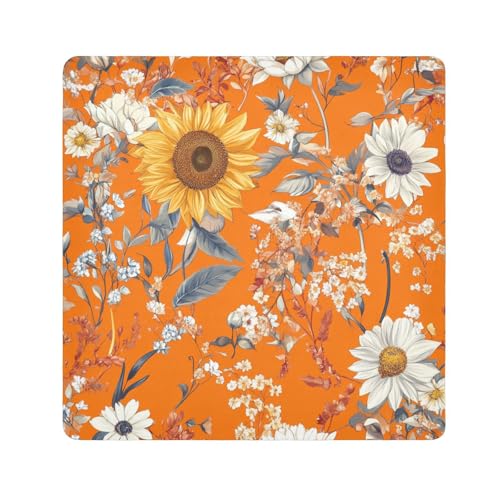 EtherSpher Kosmetiktasche mit Herbstblumen, Sonnenblumen, Stoff, magisch, selbstklebend, Kosmetiktasche, Organizer, 55 x 55 cm, Kosmetik-Organizer für Reisen, Herbstblumen, Sonnenblumen, 21.7x21.7in von EtherSpher