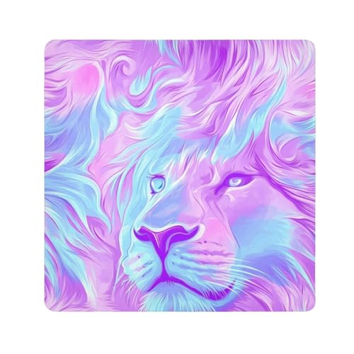 EtherSpher Kosmetiktasche mit Löwenmotiv, tragbar, Reisetasche, Organizer, 55 x 55 cm, Blau / Violett, Cooler blau-violetter Löwe, 21.7x21.7in von EtherSpher