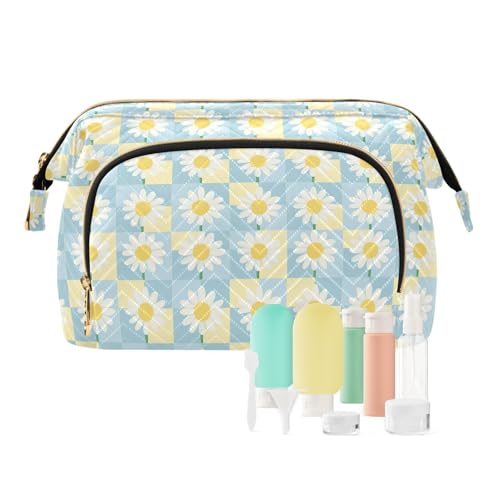 EtherSpher Kosmetiktasche mit Reißverschluss, Motiv: Gänseblümchen, Blau kariert, für Damen, Münzbörse für Reisen, Kosmetik, Blau karierte Gänseblümchen, 1 size EtherSpher Kosmetiktasche mit Reißverschluss, Motiv: Gänseblümchen, Blau kariert, für Damen, Münzbörse für Reisen, Kosmetik, Blau karierte Gänseblümchen, 1 size von EtherSpher