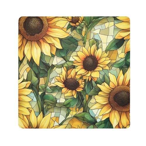 EtherSpher Kosmetiktasche mit Sonnenblumen-Ödland-Stil, Kosmetiktasche, Kamera-Objektivtuch, selbstklebend, Kulturbeutel, Reiseverpackung, 55 x 55 cm, für Damen, Ästhetischer Sonnenblumen-Ödland-Stil, von EtherSpher