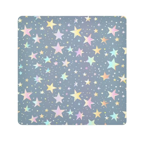 EtherSpher Kosmetiktasche mit Sternenmuster in Regenbogenfarben, tragbar, 55 x 55 cm, für Damen, Regenbogenfarbenes Sternmuster, 21.7x21.7in von EtherSpher