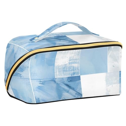 EtherSpher Kosmetiktasche mit Trennwänden, stilvolle Kosmetiktasche für Geldbörse, Reisegröße, Hellblau und Weiß von EtherSpher